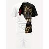 Men's Suit Tiger-lion Print Street Casual Sports Children's Set with Short Sleeves and Shorts