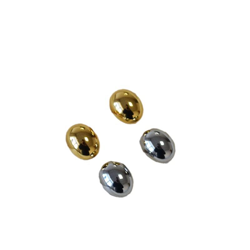 Japanese & Korean Elegant Gold-Plated Oval Brass Earrings with 925 Silver Posts