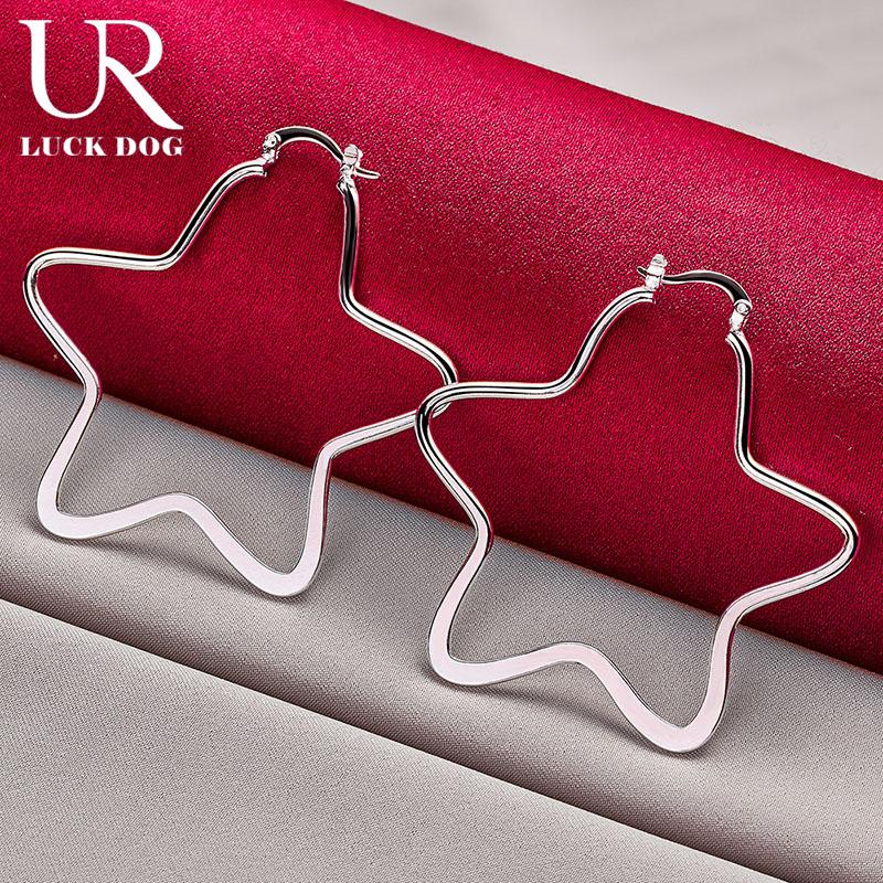 Boucles d'oreilles percées romantiques en argent sterling 925 avec grande étoile, bijoux de mariage à la mode