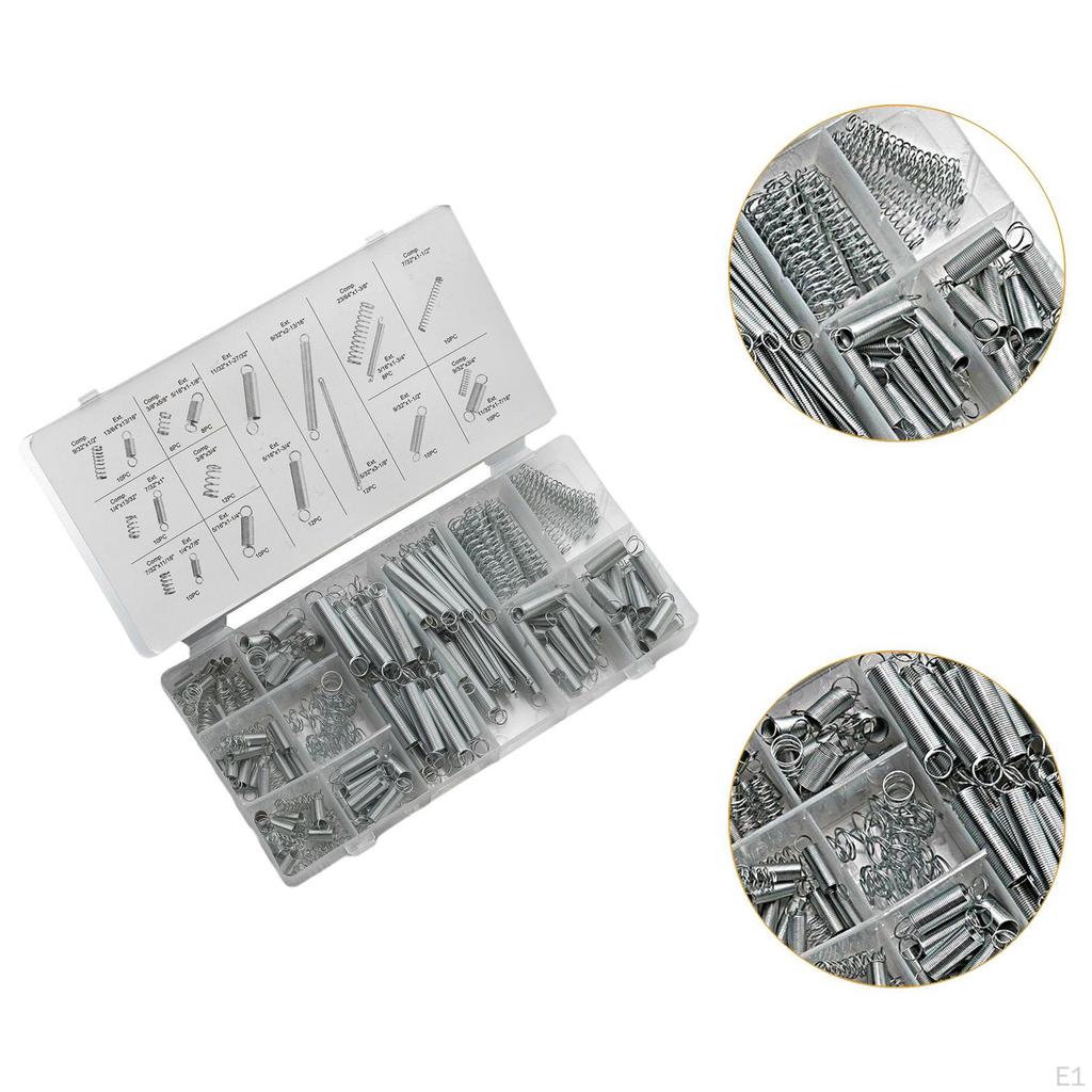 200Pcs Compression & Extension Spring Assortment Set Accessories with Storage Box Steel Wire for