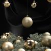Silver Matte Electroplated Large Gold Christmas Tree Ornament, 3-60 Ball Arrangement.