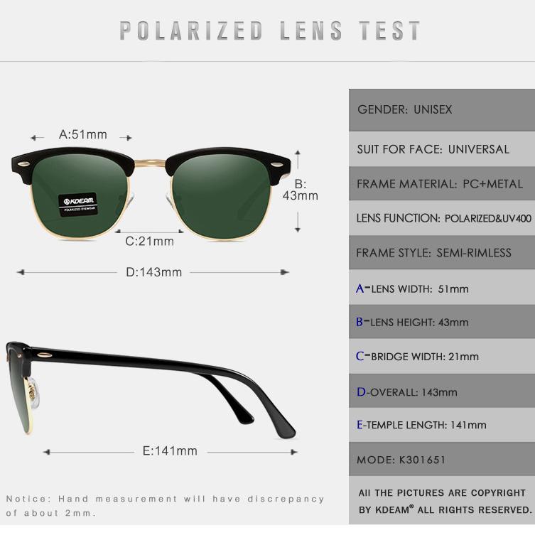 Fashion Polarized Sunglasses Men Women Brand Design Eye Sun Glasses Women Semi Rimless Classic Men Sunglass