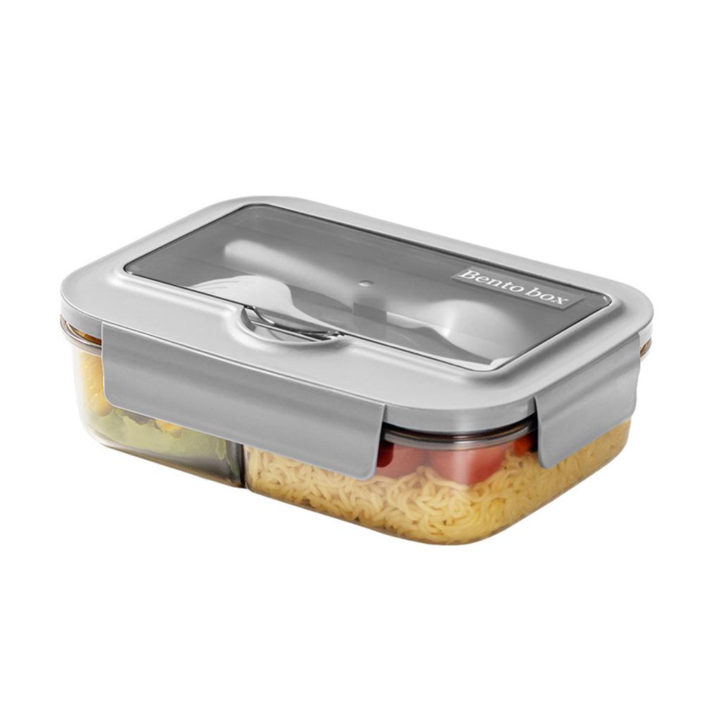 

1PC Office Lunch Box Can Be Microwave Heated Lunchbox Rectangular Plastic Lunchbox сірий