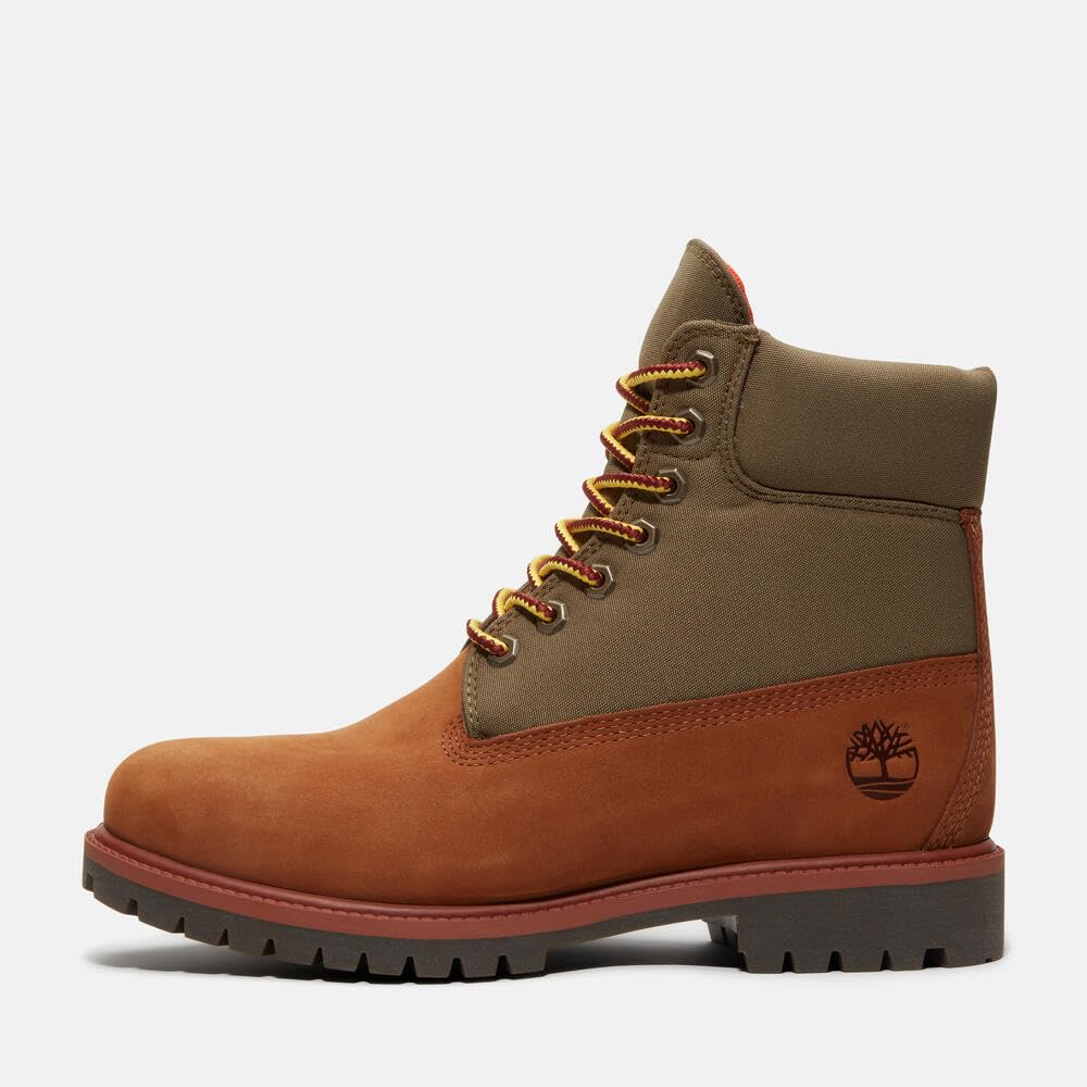 Timberland Heritage 6-Inch Waterproof Boots (Men’s / MD Brown Nubuck W/ Green / Wide) 25.5 Cm / US 7.5 / W