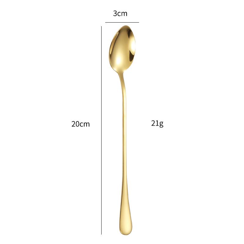 Stainless Steel Long Handle Dessert Spoon for Ice Cream and Coffee