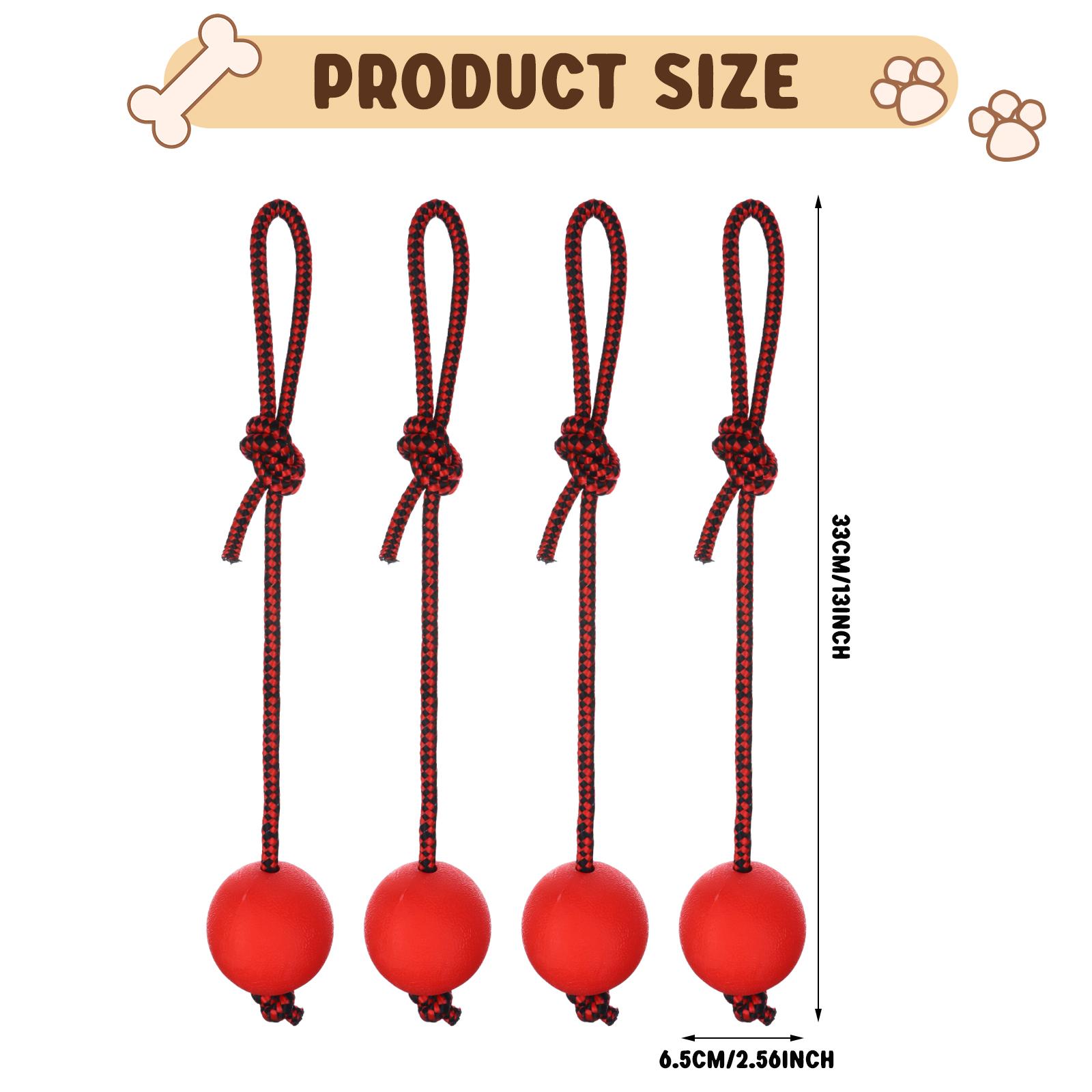 

4 Pieces Dog Rope Ball Dog Ball On A Rope, Durable Elastic Solid Rubber Balls Interactive Rubber Ball Chew Toys For Small Medium