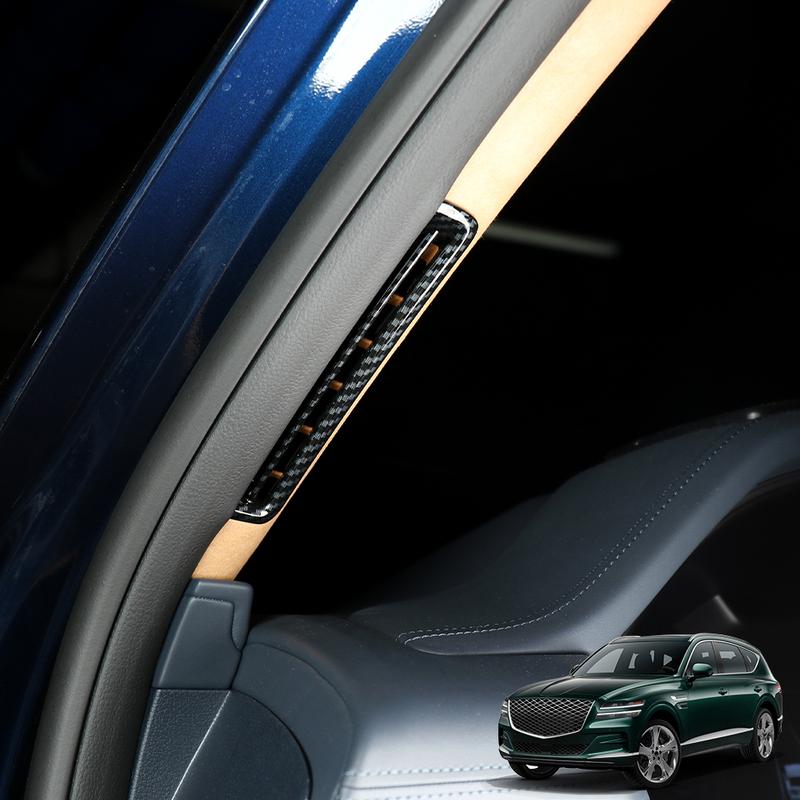 Tuning Voiture Pour Genesis GV80 -2024 Tuning Voiture Fibre de Carbone Console Centrale Bouton de Fenêtre Couvercle d'Évent d'Air Arrière Accessoires LHD