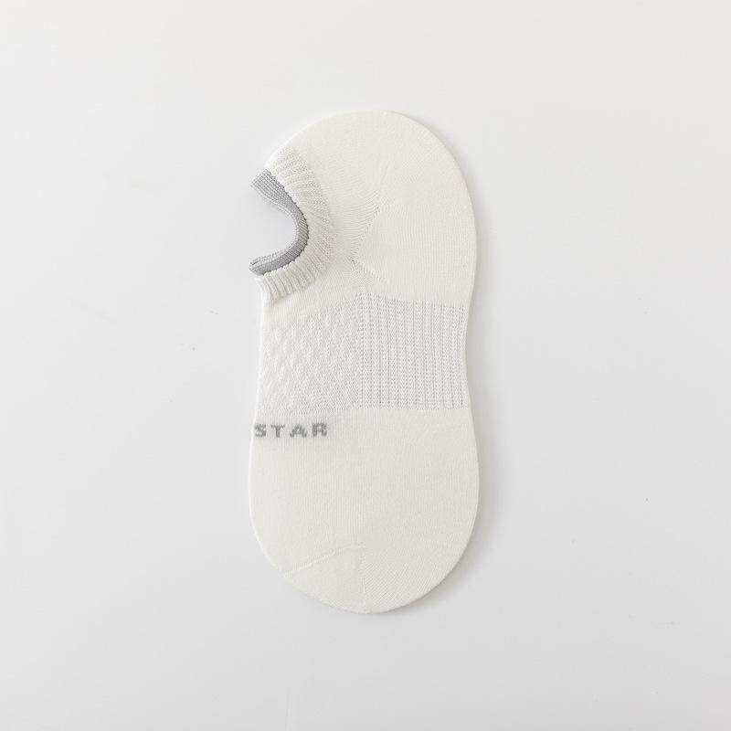 

5pair 100 Cotton Short Tube Socks Children S Integrated Boneless Mesh Breathable Cotton Socks Women S Summer Thin Letter Double Luo Mouth Boat Socks one size белый