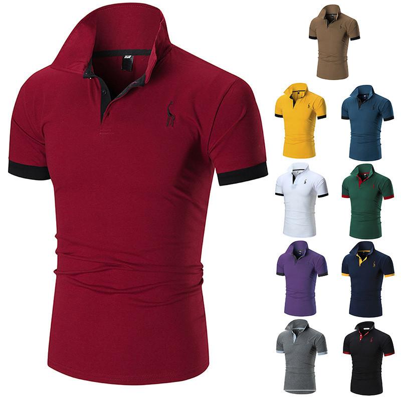 New Polo Mens Shirt Slim Fit Short Sleeve Basic Shirts Muscle Tee Tops Tshirt