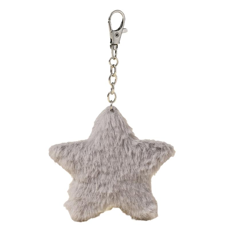 Cute Plush Five-pointed Star Charm Keychain Soft Stuffed Ornament Keyring Lovely Pendants for Purse Bag Backpack Handbag
