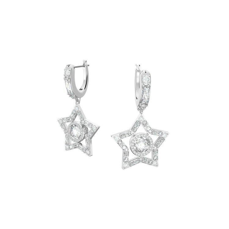 Swarovski Stella Large Hoop Earrings Women earrings White 5617767 Box (Random Color)