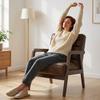 Lounge Chair, Upholstered PU Armchair, Solid Wood Frame, Brown