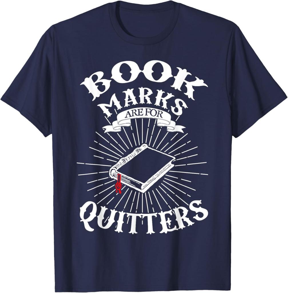 Book Marks Are For Quitters Reading Graphic TShirt Men Casual Short Sleeve Cotton Tee