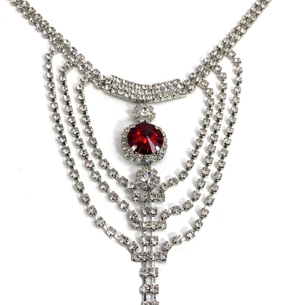Ruby Rhinestone Bikini Body Chain - Sexy Nightclub Jewelry
