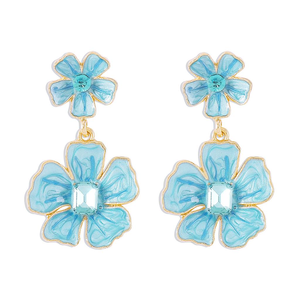 Simplistic and Cute Flower Oil Drop Earrings - Light and Comfortable Accessories