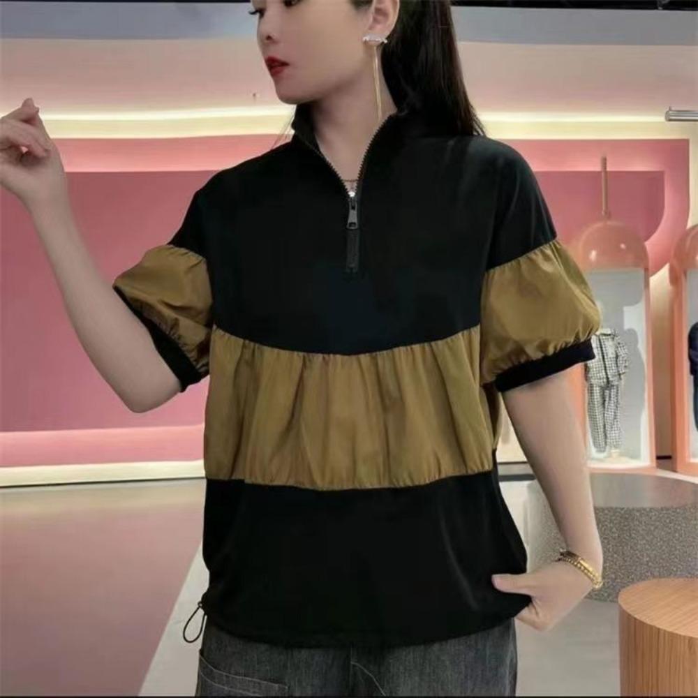Autumn New Fashionable Mom Top Temperament Zipper Splicing Leopard Print Loose Casual Hoodie