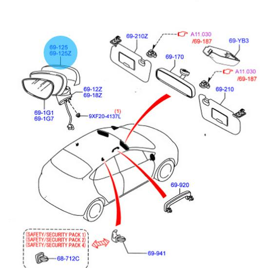 Nové vnější kryt levého zpětného zrcátka Fiesta