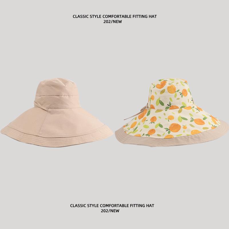 New oversized brim face covering double-sided bucket hat women's summer sunshade sun protection UV protection sun hat