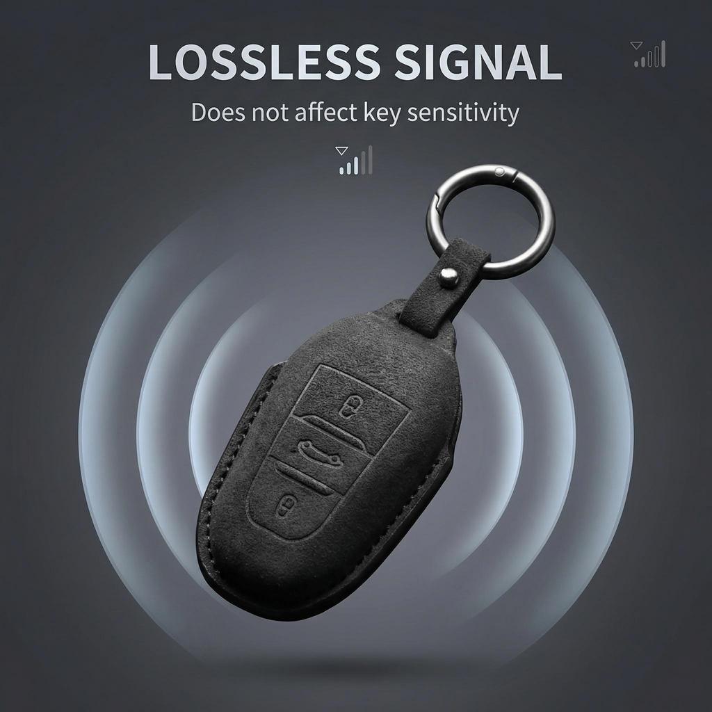 Suede Faux Leather Car Key Case Cover Protective for New Peugeot 206 208 207 3008 308 2008 107 508 607 Accessories
