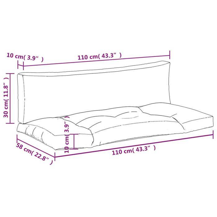 VidaXL Coussins de palette lot de 2 anthracite tissu 360922