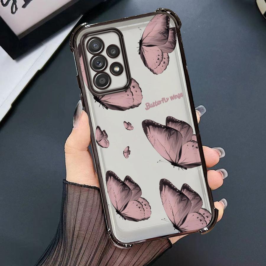 Red Blue Butterfly Phone Case for Samsung Galaxy A52 A17 A13 A35 A36 A26 A21s A33 A24 A25 A16 A15 Soft Cover