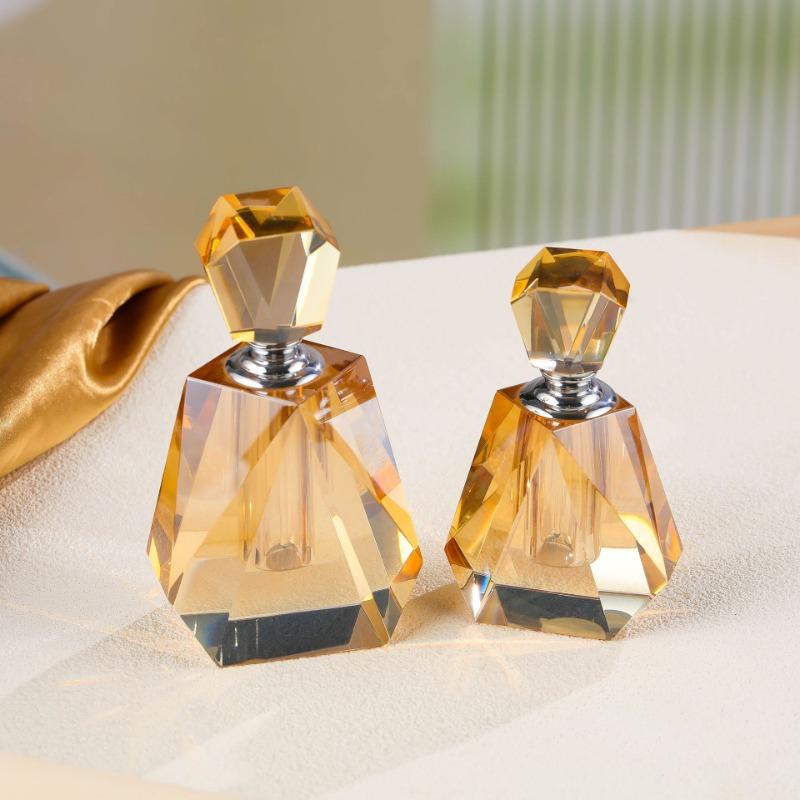 14-17ml Vintage Diamond Perfume Bottle Home Decoration Large Capacity Amber Crystal Glass Perfume Bottle Gift Tabletop Decor