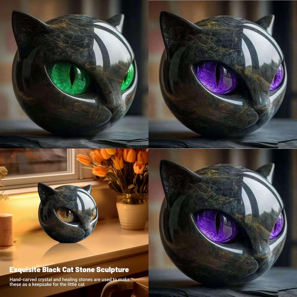 Creative Stone Patterned Cat Resin Ornaments For Party Decor And Giftgiving
