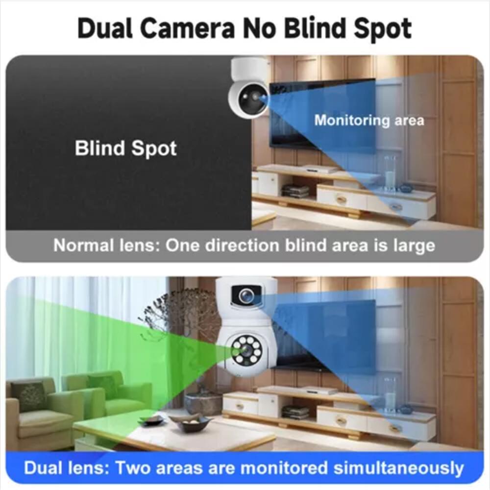 8MP E27 Bulb WiFi Camera Security Protection Indoor Dual Lens Dual Screen Human Tracking Night Vision IP Camera Two-Way Audio