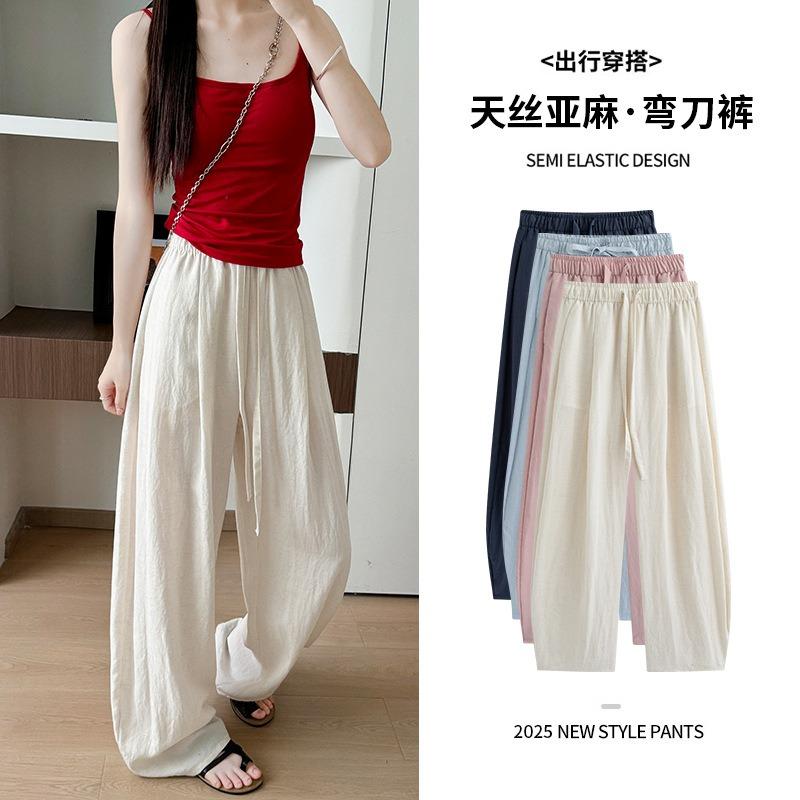 All-inclusive Edge Tencel Linen Scimitar Pants New Women's Skinny Casual Pants High Waist Lazy Balloon Wide Leg Pants