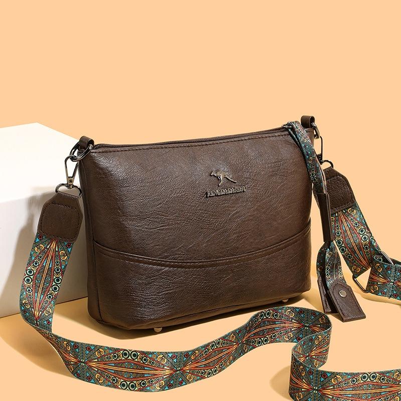 Retro Soft Leather Crossbody Bag Simple Bucket Bag Large-capacity Single-shoulder Bag