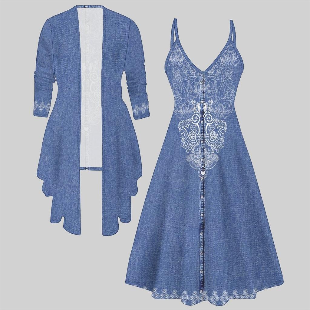 3D  Printed  Set Dress Coat ,   Single Color, Simple ShapeFashion Print,suitable for Various Scene Fashion Styles