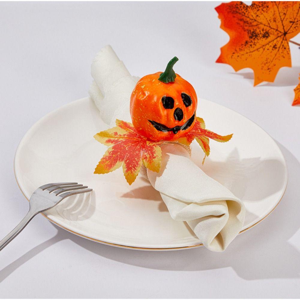Fixed Napkins Halloween Napkin Ring Festive Atmosphere Maple Leaf Napkin Button  Hotels