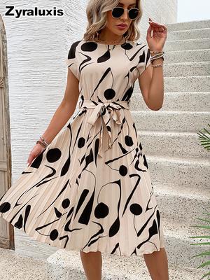 Casual Beach Vacation Hot Selling Elegant Abstract Pattern Printed A-Line Dress