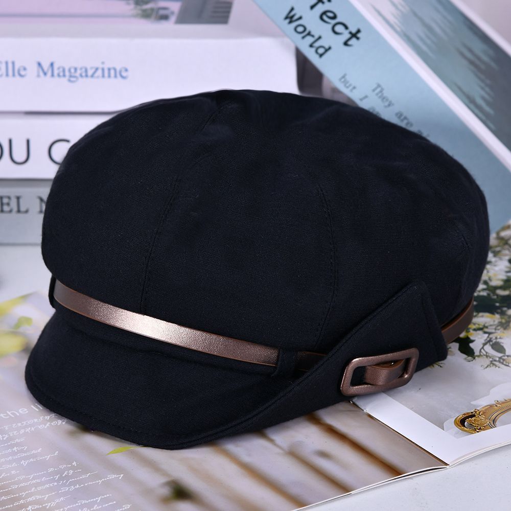 Casual Autumn Cotton And Linen Eightcorner Cap With Sun Protection For Women