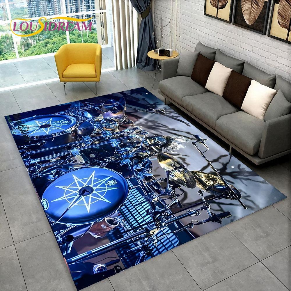 3D Drum Kit Music Instruments Area Large Carpet Rug for Home Living Room Bedroom Doormat DecorArea Rug Carpet Non-slip Floor Mat