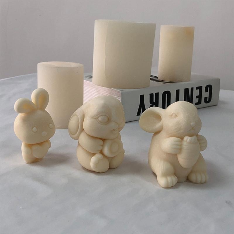 Easters-Rabbit Molds Rabbits Silicones Candle Molds Cute 3d-Rabbit Molds Resins Soap Molds Candle Scented-Making Supply