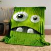 Large Cartoon Eyes, a Dark Mouth, Teeth, and Green Textured Background. for All Seasons Blanket Lunch Break Throw Gift