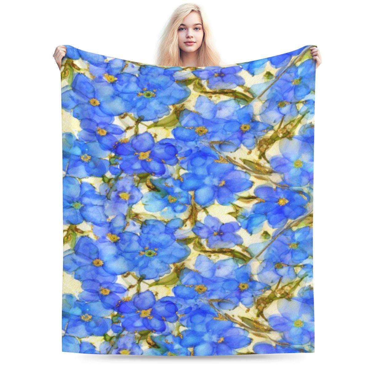 Golden Petals In Sapphire Bloom Personalized Comfortable Gift An UltraSoft Micro Fleece Blanket 75x100cm 30x40in