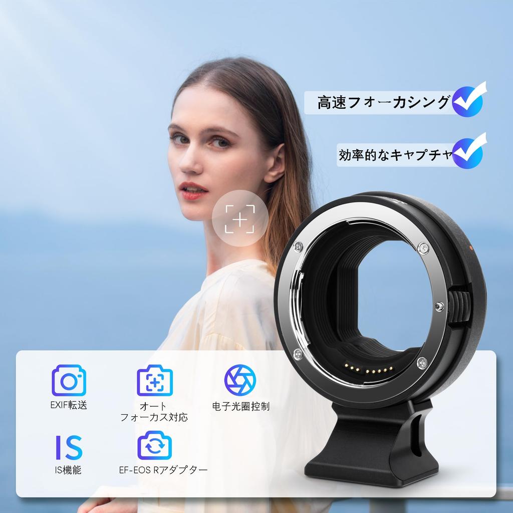 JJC Lens Mount Adapter for Canon to RF Mount Cameras with Canon EOS R5 Mark R50 and with Auto Automatic and Arca Design Detachable Base EF-EOSR