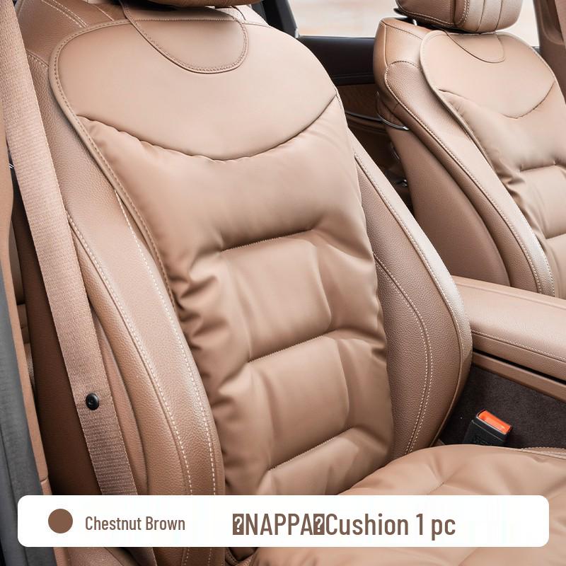 Luxury Nappa Leather Non-Slip Car Seat Cushions for Five-Seater - Thickened Design for Front and Rear Seats