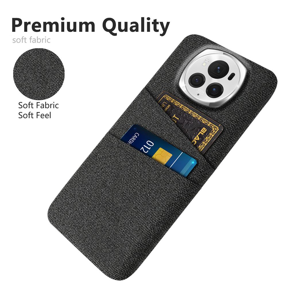 For Honor Magic6 Pro 5G Cloth Texture Phone Case Dual Card Holder PC Cover