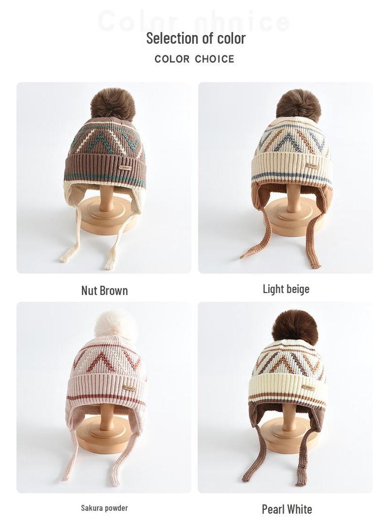Stilvolle Retro-Strickwollmütze für Kinder für Herbst und Winter - Warm, Vielseitig, Winddicht und Ohrenschützend. Geeignet für Jungen und Mädchen.