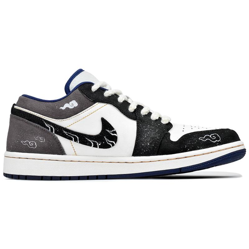 Jordan Air Jordan 1 Abrasion Resistant Low Top Vintage Basketball Shoes Men's Black White IH0648-141(Team96-S-BOX)