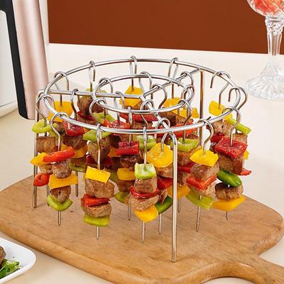 12/18/24/48 Szaszłyków Frytkownica Powietrzna Grill Ze Stali Nierdzewnej Pionowy Szpikulec Wiszący Piekarnik Stojak na Kebab Uchwyt na Kebab Gadżety Kuchenne Grill