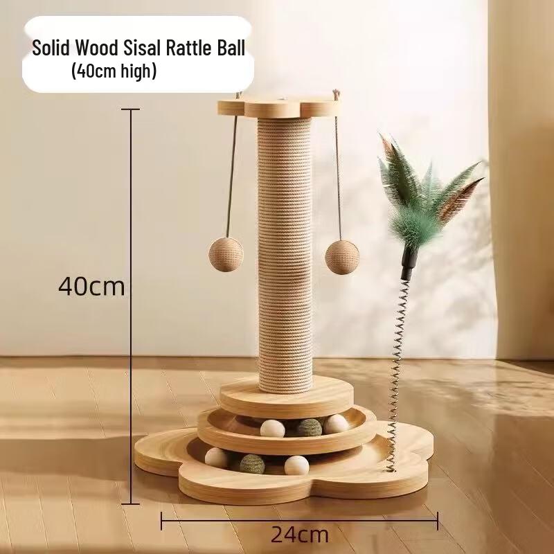 Vertical Solid Wood Cat Scratching Post