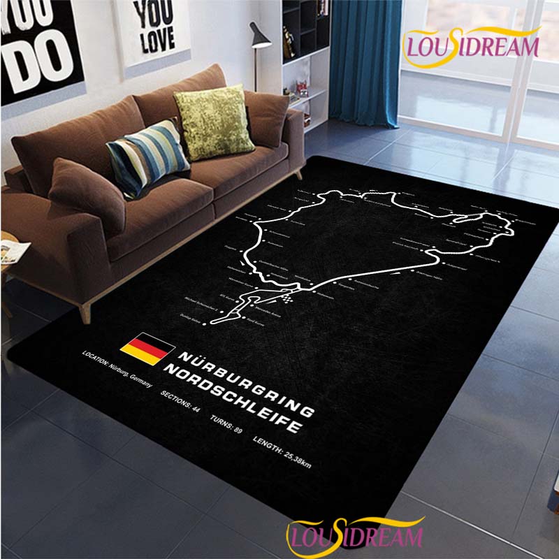 Nurburgring F1 mezinárodní Koberec do obývacího pokoje Ložnice Koberec Dětský Kuchyně Protiskluzová podložka Dárek k narozeninám Fotografické rekvizity Koberec