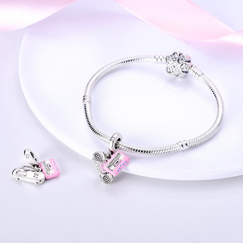s Copper Metal Charm Bead Components Bead Components Pendant Bead Components Pink Radio Cassette Tapes Bead Components Compatible With Authentic