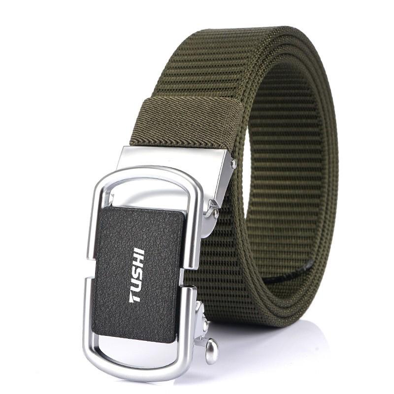 3.5cm Toothless Automatic Buckle Belt Men's Outer Nylon Casual Pants