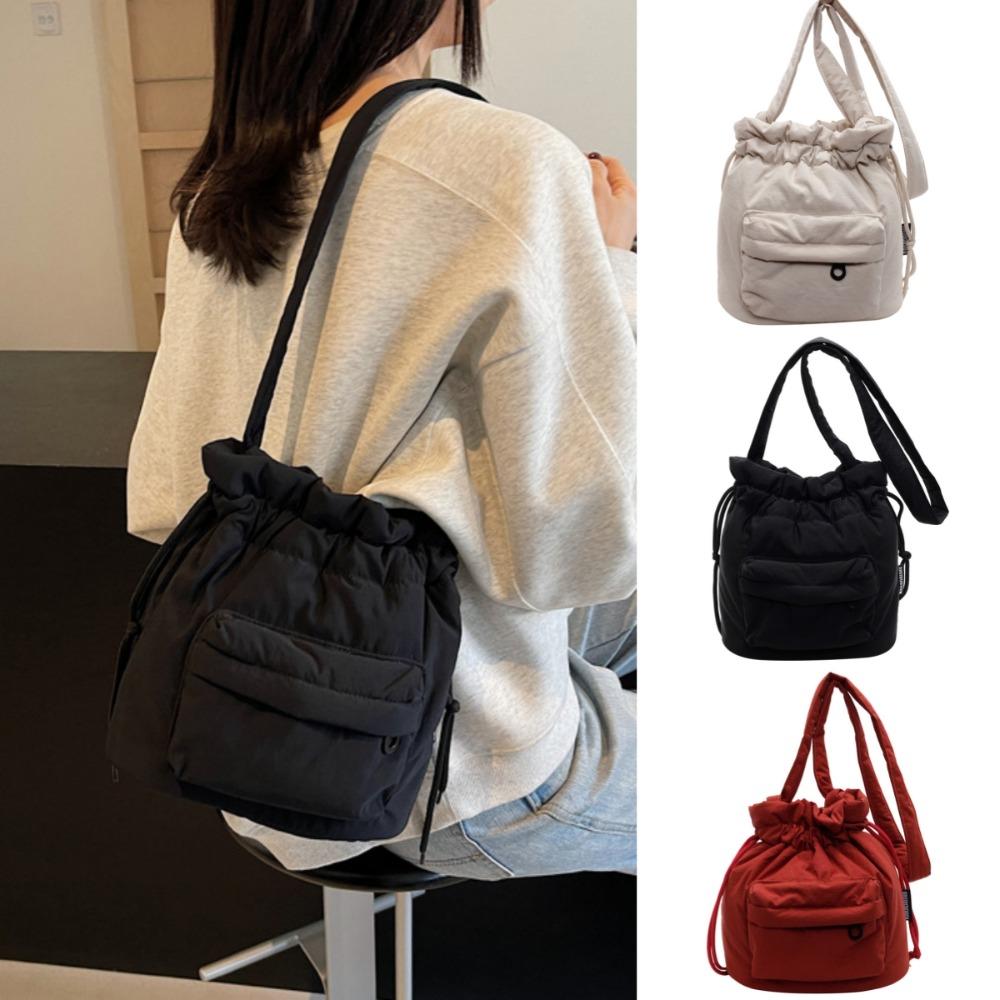 Simple Drawstring Bag Commute Nylon Handbag Portable Shoulder Bag  Outdoor