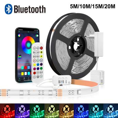 Luces de tira LED Controlador IR Bluetooth RGB 5050 SMD Diodo Luz de fondo flexible Decoración Hogar TV Dormitorio Luces de cinta LED con enchufe de la UE